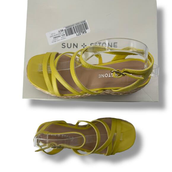 NEW Macy's Citron Strappy Platform Espadrilles Size 10 Sandals Boho Wedges - Picture 5 of 10